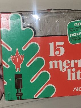 15 Merry Lights Vintage Holiday Box - Green & Red
